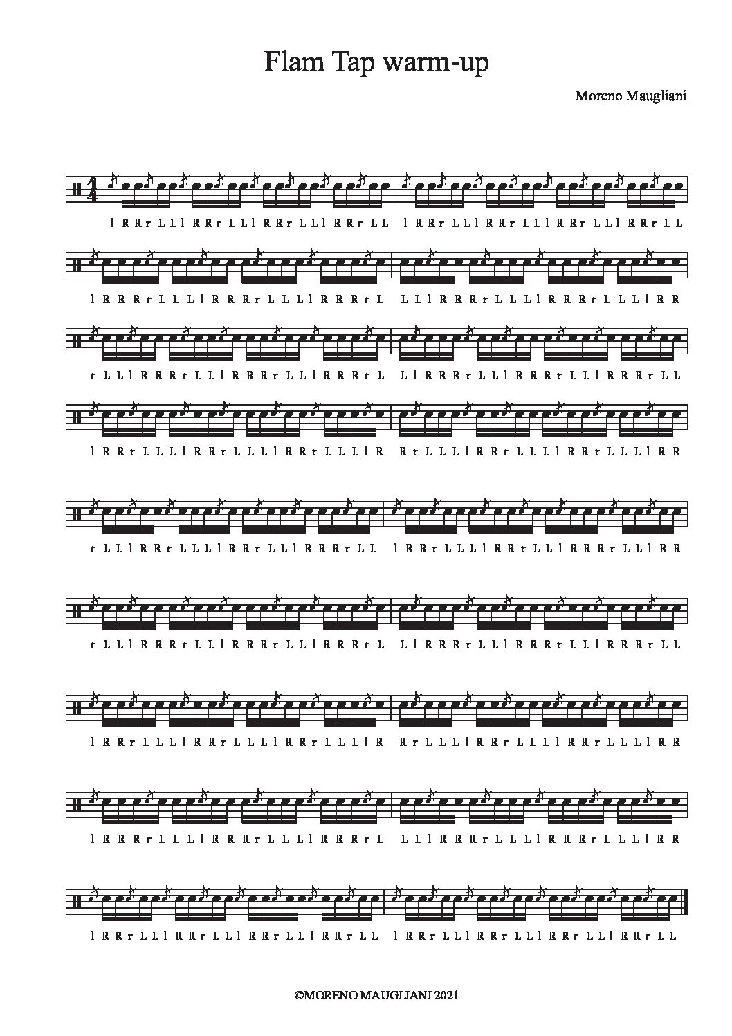 Flam tap warm up, Moreno Maugliani