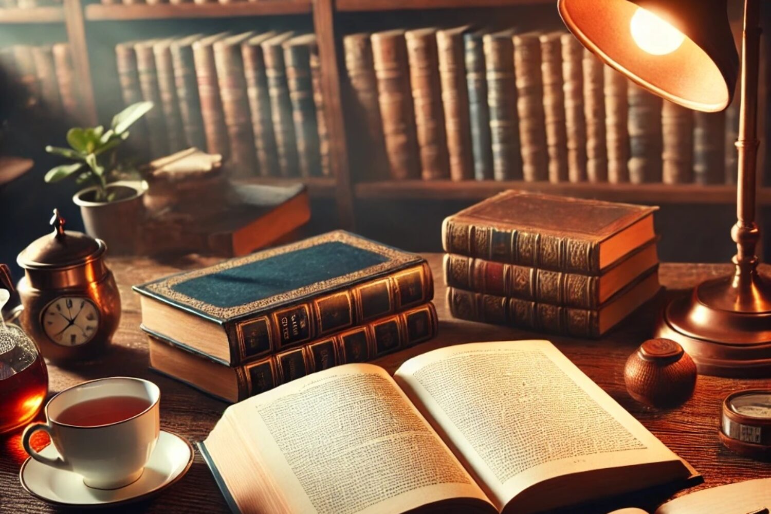 libri su una scrivania classica