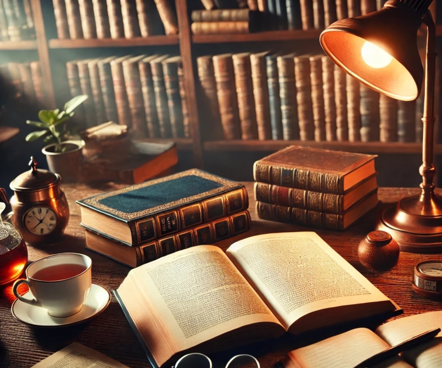 libri su una scrivania classica