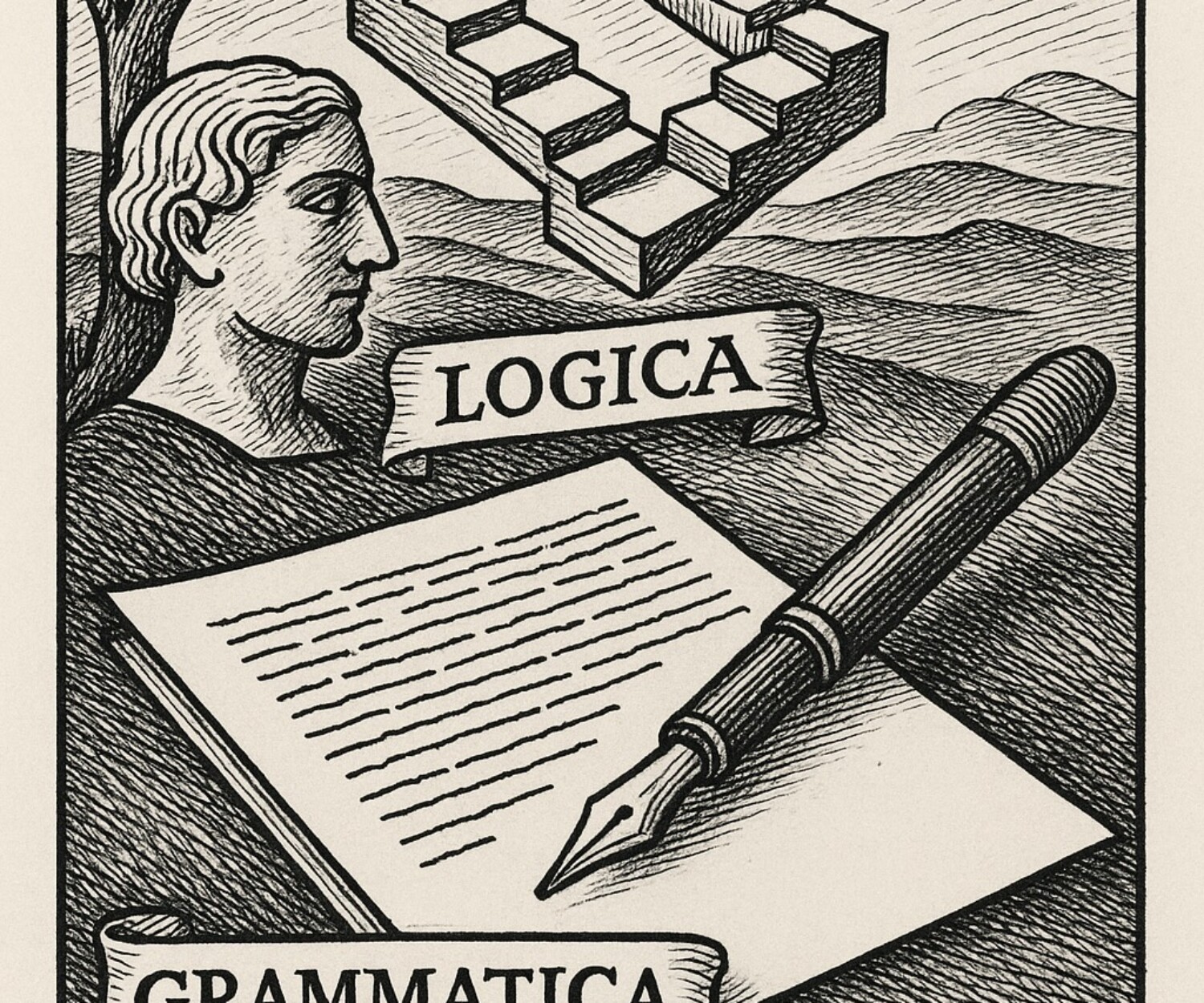 Trivium met een pen, papier en redenatie