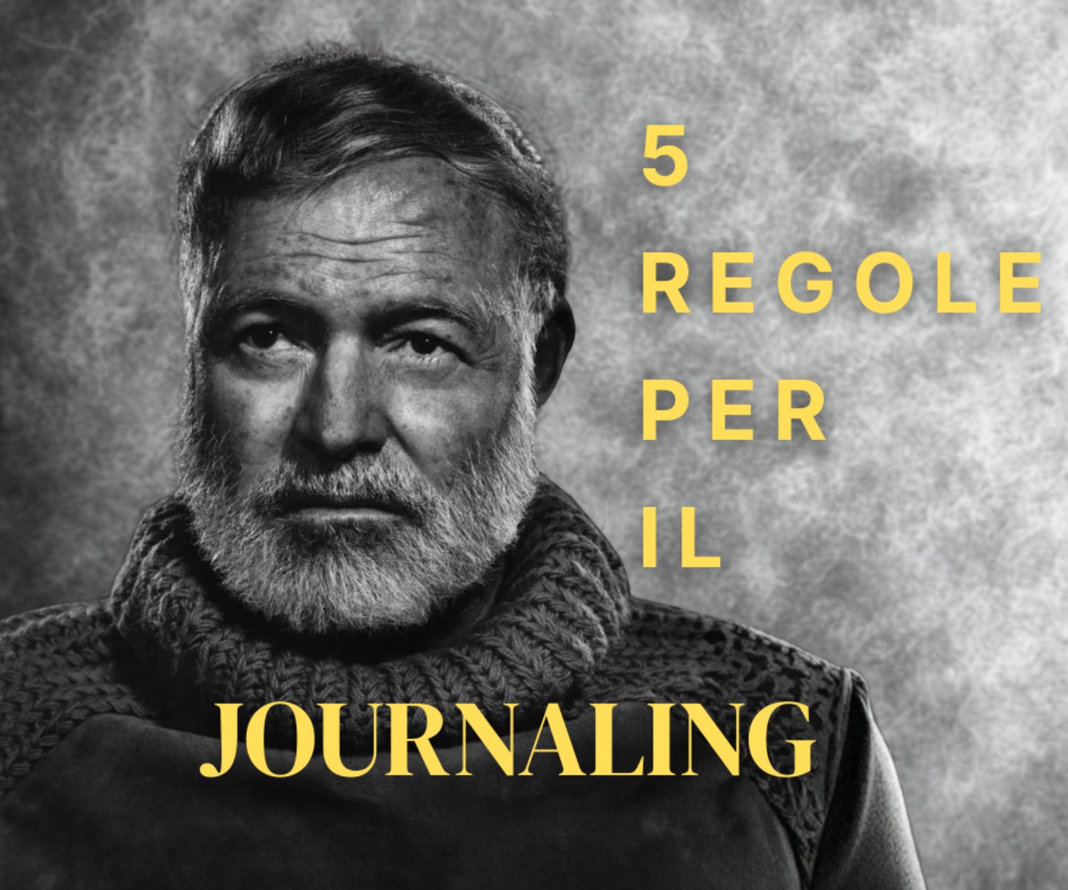 famosa foto di Hemingway con il maglione a collo alto