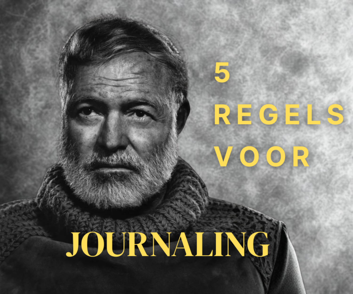 Bekende foto van Ernest Hemingway met een coltrui.
