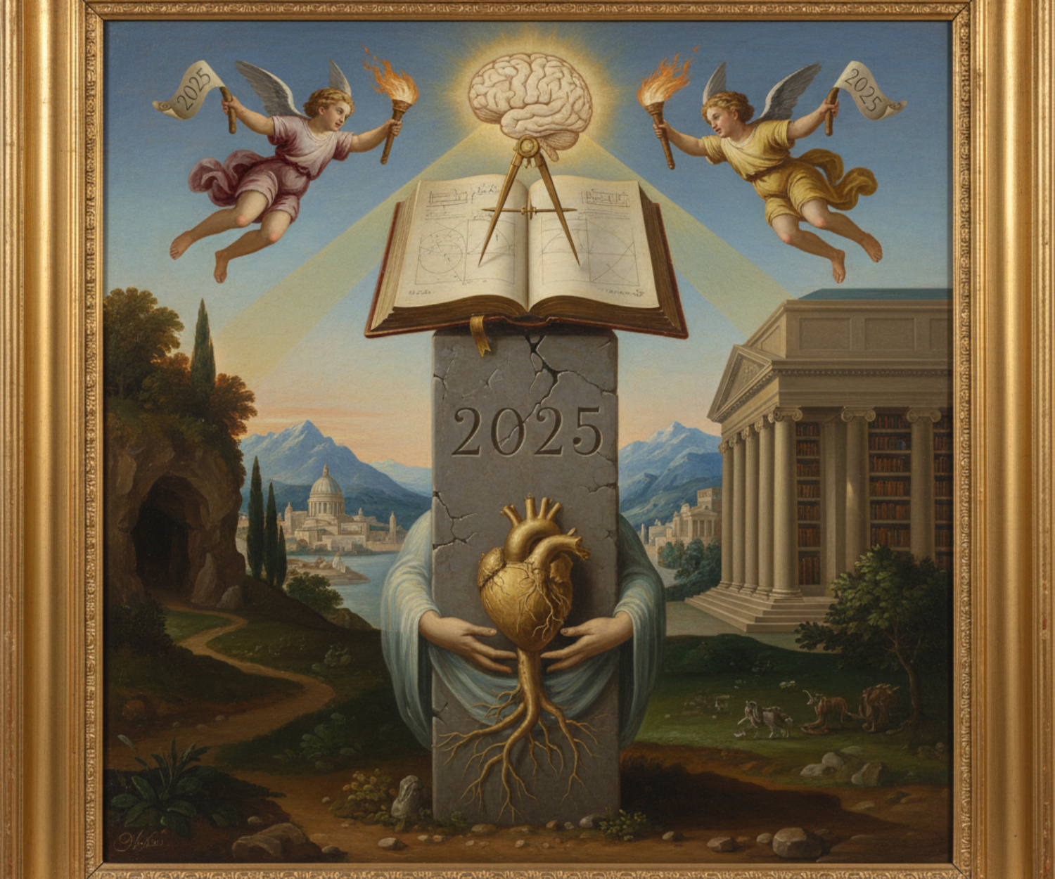 un libro con allegoria della sapienza e evoluzione.